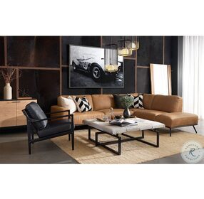 Brandi Camel Leather RAF Chaise Sectional