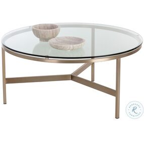 Flato Antique Brass And Clear Glass Coffee Table
