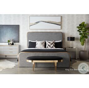 Tometi Chacha Gray Upholstered Platform Bedroom Set
