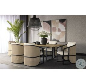 Geneve Brown And Dark Gray Outdoor Extendable Dining Room Set