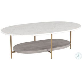 Deja White And Antique Brass Coffee Table