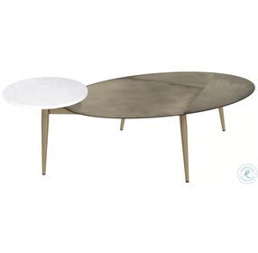 Tuner White And Antique Brass Coffee Table
