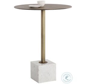 Kata Antique Brass And White Bar Table