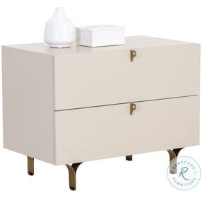 Celine Cream And Antique Brass Large Nightstand