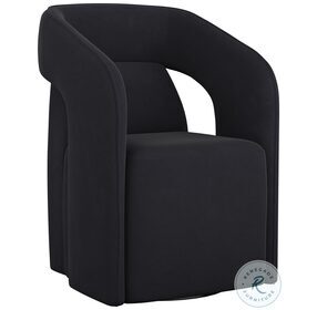 Kendrick Abbington Black Wheeled Dining Arm Chair