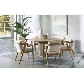 Riviera Natural And Taupe Outdoor Round Dining Room Set
