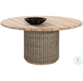 Riviera Natural And Taupe Outdoor Round Dining Table
