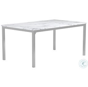 Athena Carrara Marble And Chrome Large Dining Table