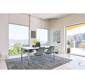 Athena Carrara Marble And Chrome Large Dining Room Set