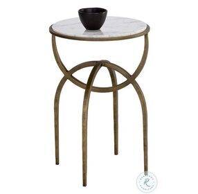 Alicent White And Antique Brass End Table