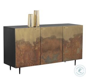 Auburn Antique Brass And Black Sideboard
