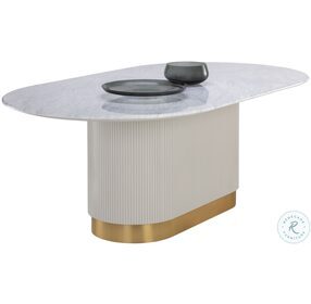 Paloma White And Cream Oval Dining Table