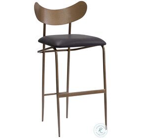 Gibbons Charcoal Black Leather Bar Stool