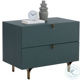 Celine Teal And Antique Brass Large Nightstand