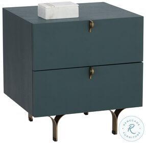 Celine Teal And Antique Brass Small Nightstand