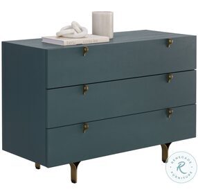 Celine Teal And Antique Brass Nightstand