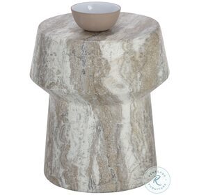 Brie Sand Marble Look End Table