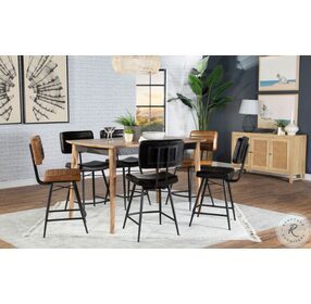 Partridge Natural Sheesham and Black Counter Height Dining Room Set