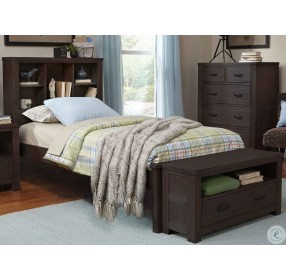 Highlands Espresso Bookcase Twin Panel Bed