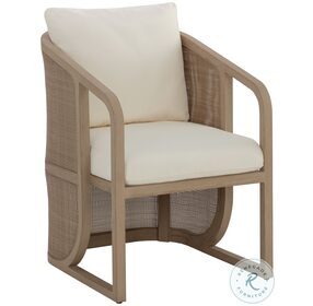 Palermo Stinson Cream Outdoor Dining Chair with Drift Brown Frame