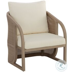 Palermo Stinson Cream Outdoor Lounge Chair with Drift Brown Frame