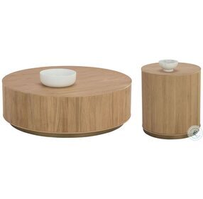 Kalla Natural And Brushed Gold Occasional Table Set