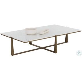 Cowell White And Antique Brass Coffee Table