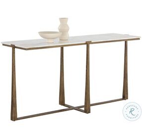 Cowell White And Antique Brass Console Table