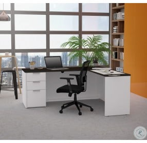 Pro Concept Plus White and Deep Grey L Desk