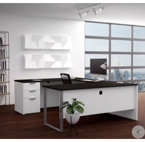 Pro Concept Plus White and Deep Grey U-Shape Desk