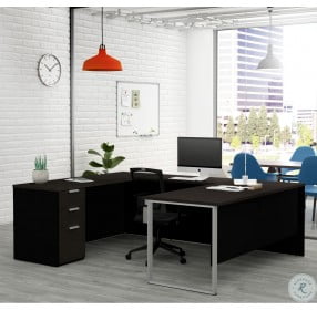 Pro Concept Plus Deep Grey and Black U Desk