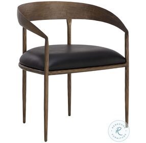 Zanatta Charcoal Black Leather Dining Arm Chair