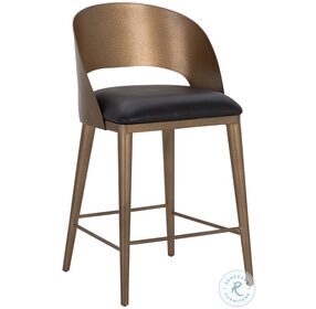 Dezirae Charcoal Black Leather Counter Height Stool