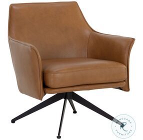 Crosby Missouri Cognac Swivel Lounge Chair