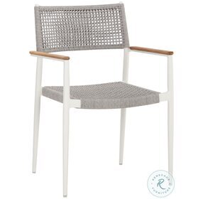 Nava White Stackable Outdoor Dining Arm Chair Set of 2
