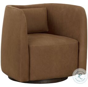 Emilie Nubuck Caramel Swivel Lounge Chair