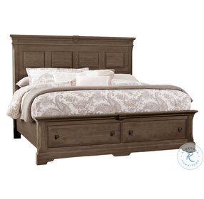 Heritage Cobblestone Oak King Mansion Bed With Storage Footboard