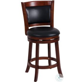Shapel Dark Cherry Upholstered Back Swivel Counter Height Chair
