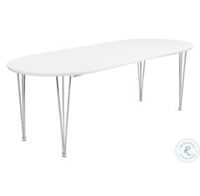 Heather Matte White And Chrome Extendable Dining Table
