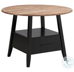 Gibson Yukon Oak And Black 1 Drawer Round Counter Height Dining Table