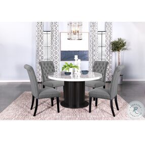 Sherry Rustic Espresso And White Round Dining Room Set