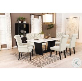 Osborne Rustic Espresso And White Marble Top Dining Room Set