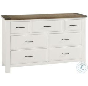 Maple Road Soft White and Natural Top 7 Drawer Dresser