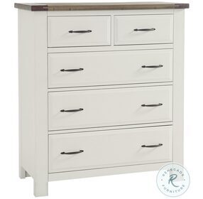 Maple Road Soft White and Natural Top 5 Drawer Chest
