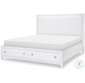Summerland Pure White King Upholstered Panel Storage Bed