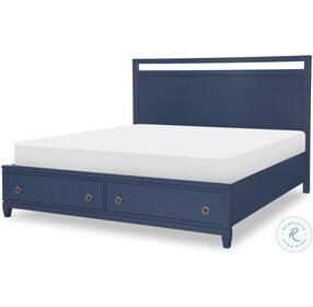 Summerland Inkwell Blue King Panel Storage Bed
