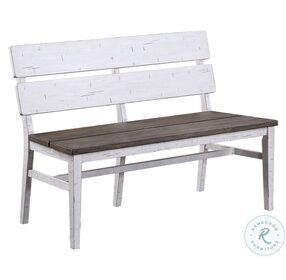 La Sierra Grey And White Double Panel Back Dining Bench
