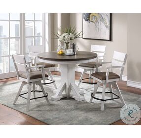 La Sierra Grey And White Round Counter Height Game Table Set