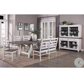 La Sierra Grey And White Trestle Extendable Dining Room Set