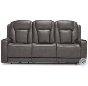 Card Player Smoke Power Reclining Sofa With Adjustable Headrest